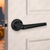 Modern Simple Solid Zinc Alloy Split Door Lock Handle on Round Rosette（Z062405）