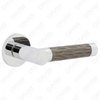 Modern Simple Solid Zinc Alloy Split Door Lock Handle on Round Rosette（Z062413）