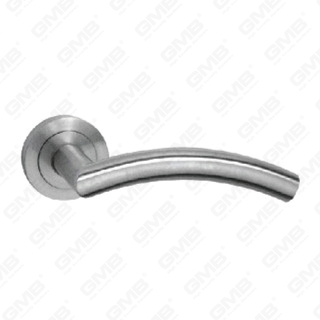 High Quality #304 Stainless Steel Door Handle Round Rose Lever Handle (HF77-SY05-SS)
