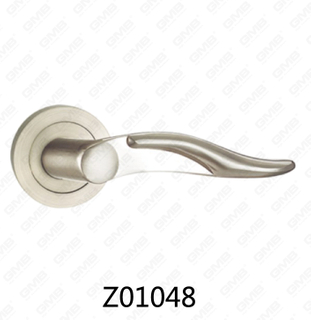 Zamak Zinc Alloy Aluminum Rosette Door Handle with Round Rosette (Z01048)