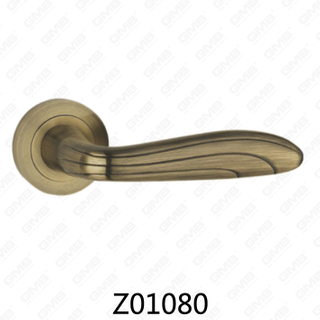 Zamak Zinc Alloy Aluminum Rosette Door Handle with Round Rosette (Z01080)