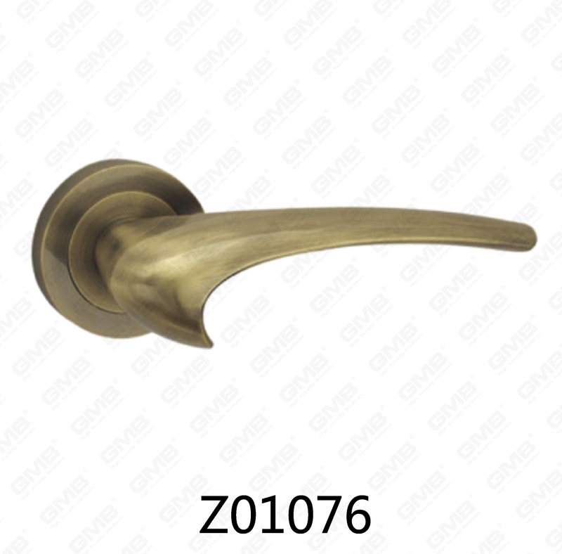 Zamak Zinc Alloy Aluminum Rosette Door Handle with Round Rosette (Z01076)