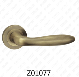 Zamak Zinc Alloy Aluminum Rosette Door Handle with Round Rosette (Z01077)