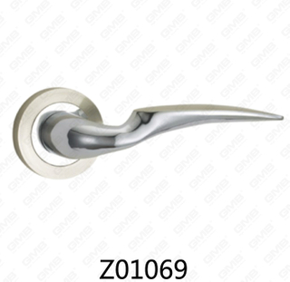 Zamak Zinc Alloy Aluminum Rosette Door Handle with Round Rosette (Z01069)