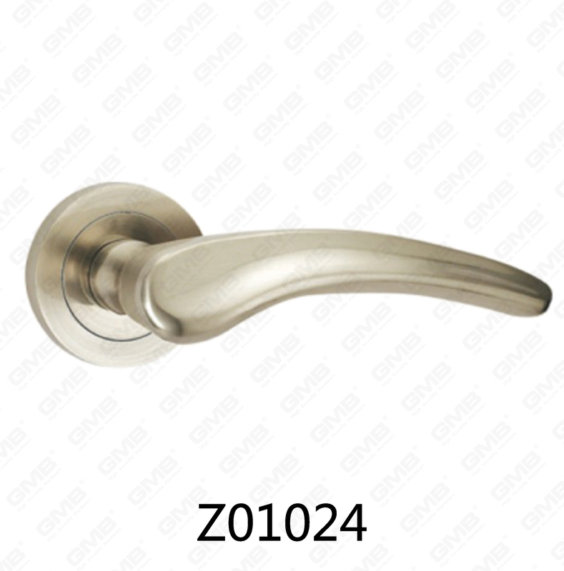 Zamak Zinc Alloy Aluminum Rosette Door Handle with Round Rosette (Z01024)