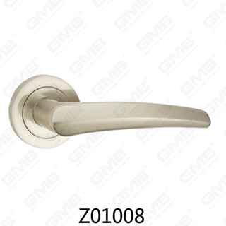 Zamak Zinc Alloy Aluminum Rosette Door Handle with Round Rosette (Z01008)