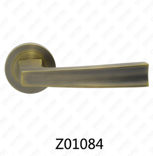 Zamak Zinc Alloy Aluminum Rosette Door Handle with Round Rosette (Z01084)