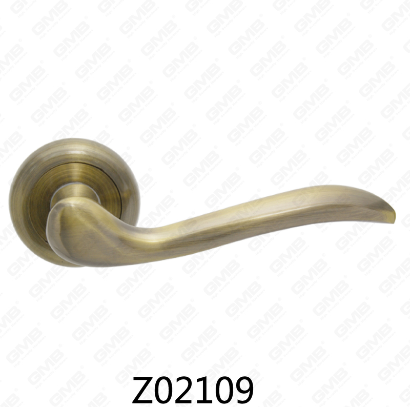 Zamak Zinc Alloy Aluminum Rosette Door Handle with Round Rosette (Z02109)