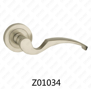 Zamak Zinc Alloy Aluminum Rosette Door Handle with Round Rosette (Z01034)