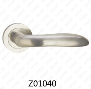 Zamak Zinc Alloy Aluminum Rosette Door Handle with Round Rosette (Z01040)