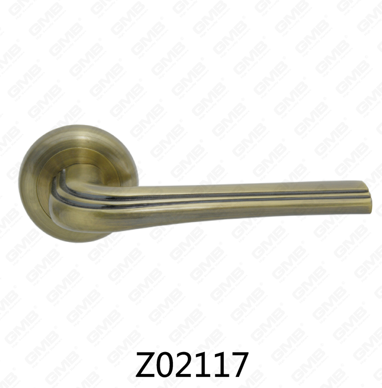 Zamak Zinc Alloy Aluminum Rosette Door Handle with Round Rosette (Z02117)