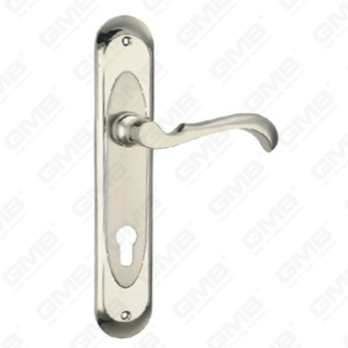 Door Handle Pull Wooden Door Hardware Handle Lock Door Handle on Plate for Mortise Lockset by Zinc Alloy or Steel Door Plate Handle (L833-Z08-K)