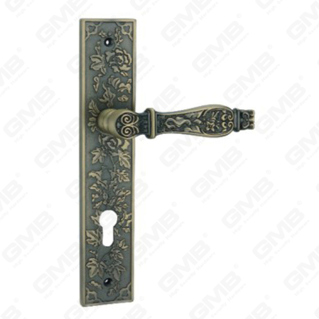 Door Handle Pull Wooden Door Hardware Handle Lock Door Handle on Plate for Mortise Lockset by Zinc Alloy or Steel Door Plate Handle (E712-Z93-DAB)