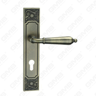 Door Handle Pull Wooden Door Hardware Handle Lock Door Handle on Plate for Mortise Lockset by Zinc Alloy or Steel Door Plate Handle (E711-E01-DAB)