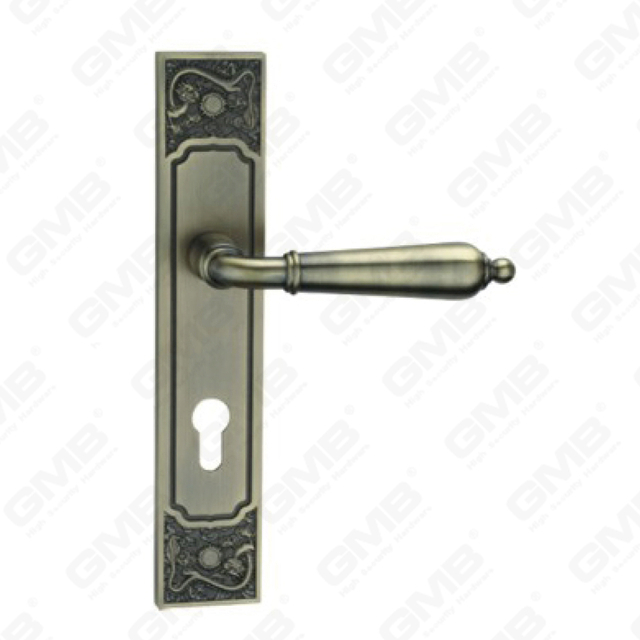 Door Handle Pull Wooden Door Hardware Handle Lock Door Handle on Plate for Mortise Lockset by Zinc Alloy or Steel Door Plate Handle (E711-E01-DAB)