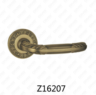 Zamak Zinc Alloy Aluminum Rosette Door Handle with Round Rosette (Z16207)