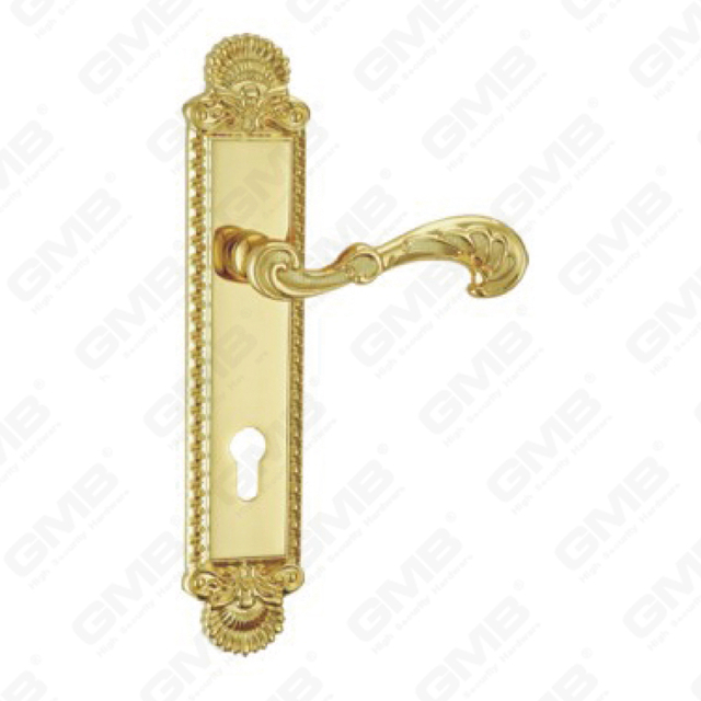 Door Handle Pull Wooden Door Hardware Handle Lock Door Handle on Plate for Mortise Lockset by Zinc Alloy or Steel Door Plate Handle (ZL915-Z75-GSB&GPB)