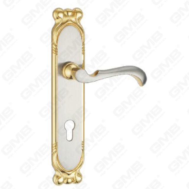 Door Handle Pull Wooden Door Hardware Handle Lock Door Handle on Plate for Mortise Lockset by Zinc Alloy or Steel Door Plate Handle (ZL95708-SN&GPB)