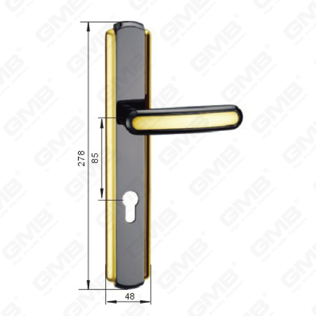 Door Handle Pull Wooden Door Hardware Handle Lock Door Handle on Plate for Mortise Lockset by Zinc Alloy or Steel Door Plate Handle (ZL90107-HG)