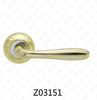 Zamak Zinc Alloy Aluminum Rosette Door Handle with Round Rosette (Z02151)