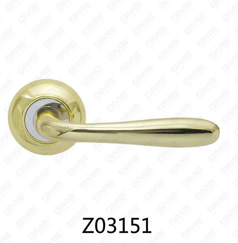Zamak Zinc Alloy Aluminum Rosette Door Handle with Round Rosette (Z02151)