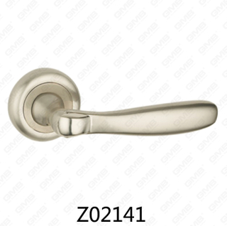Zamak Zinc Alloy Aluminum Rosette Door Handle with Round Rosette (Z02141)
