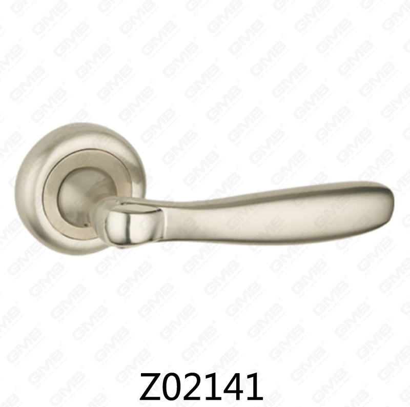 Zamak Zinc Alloy Aluminum Rosette Door Handle with Round Rosette (Z02141)