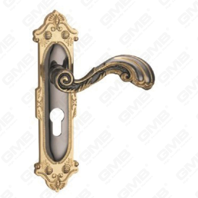 Door Handle Pull Wooden Door Hardware Handle Lock Door Handle on Plate for Mortise Lockset by Zinc Alloy or Steel Door Plate Handle (ZM617-E48-HG)