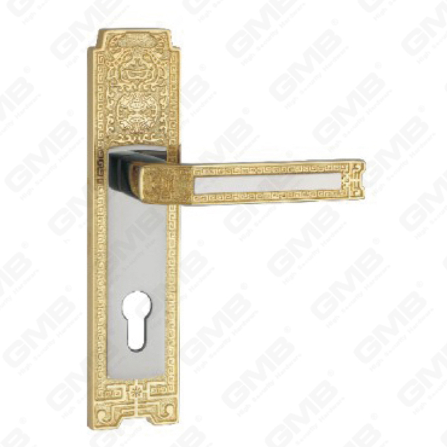 Door Handle Pull Wooden Door Hardware Handle Lock Door Handle on Plate for Mortise Lockset by Zinc Alloy or Steel Door Plate Handle (ZM862B32-HG)
