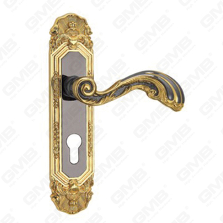 Door Handle Pull Wooden Door Hardware Handle Lock Door Handle on Plate for Mortise Lockset by Zinc Alloy or Steel Door Plate Handle (CM568-C48-KJ)