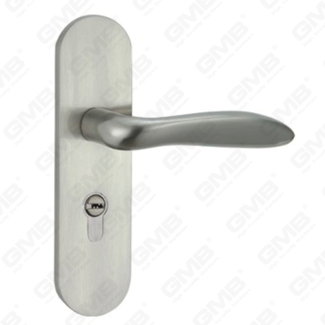 Door Handle Pull Wooden Door Hardware Handle Lock Door Handle on Plate for Mortise Lockset by Zinc Alloy or Steel Door Plate Handle (CA402-C56-N)