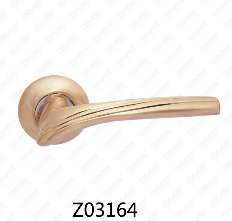 Zamak Zinc Alloy Aluminum Rosette Door Handle with Round Rosette (Z02164)