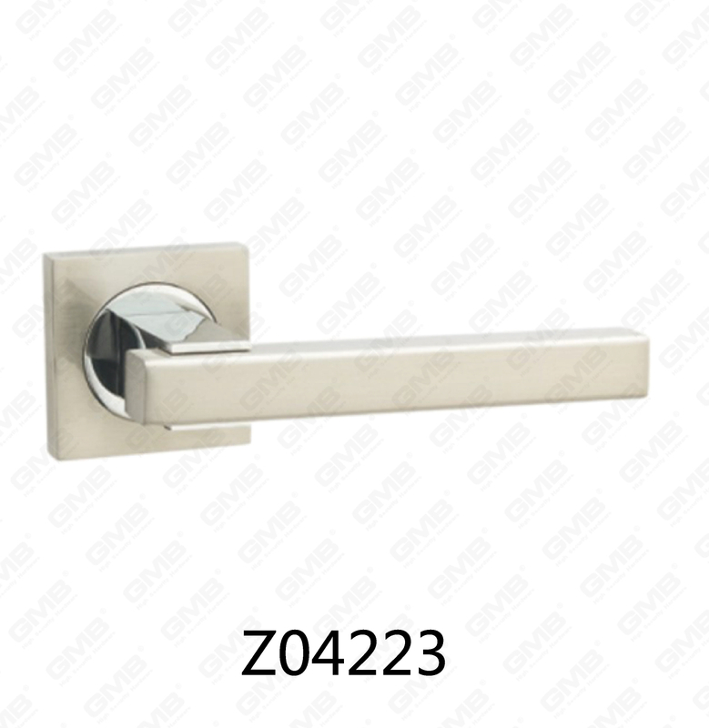 Zamak Zinc Alloy Aluminum Rosette Door Handle with Round Rosette (Z04223)