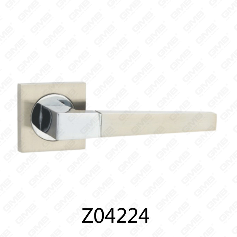 Zamak Zinc Alloy Aluminum Rosette Door Handle with Round Rosette (Z04224)