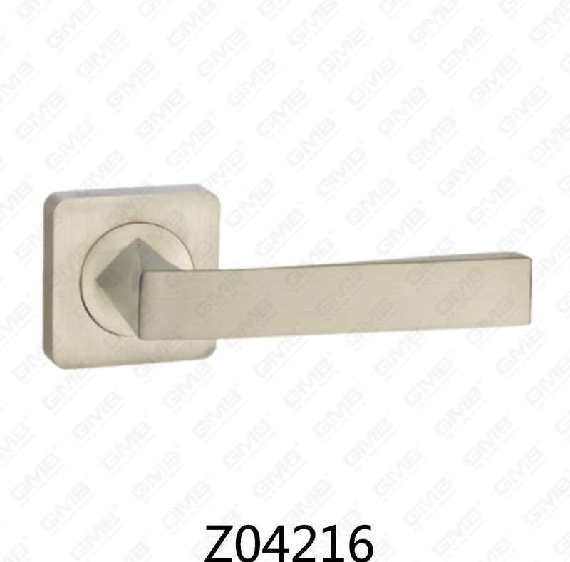 Zamak Zinc Alloy Aluminum Rosette Door Handle with Round Rosette (Z04216)