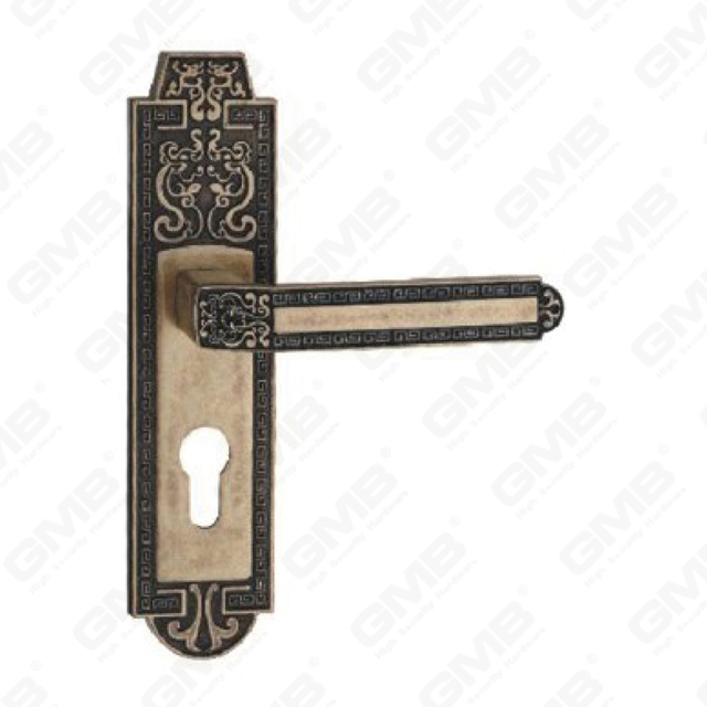 Door Handle Pull Wooden Door Hardware Handle Lock Door Handle on Plate for Mortise Lockset by Zinc Alloy or Steel Door Plate Handle (ZM62031-DHB)