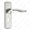 Door Handle Pull Wooden Door Hardware Handle Lock Door Handle on Plate for Mortise Lockset by Zinc Alloy or Steel Door Plate Handle (ZM64123-K)