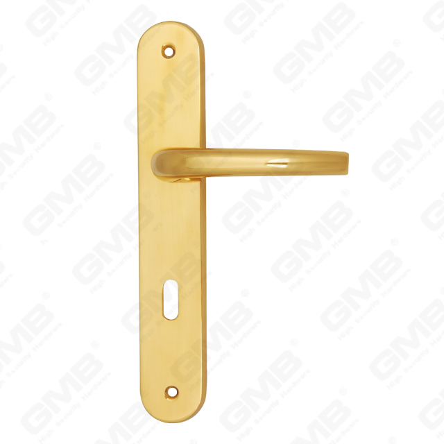 Brass Handles Wooden Door Hardware Handle Lock Door Handle on Plate for Mortise Lockset (B-PM9789-PB)