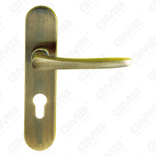 Brass Handles Wooden Door Hardware Handle Lock Door Handle on Plate for Mortise Lockset (B-PM1302-AB)