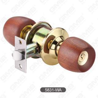 Security Keyed Ball Wood Lock Cylindrical Knob Door Lock [5831-WA]