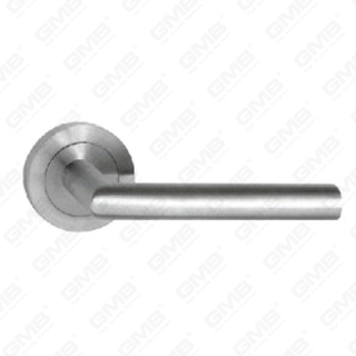 High Quality #304 Stainless Steel Door Handle Round Rose Lever Handle (HF77-SY03-SS)