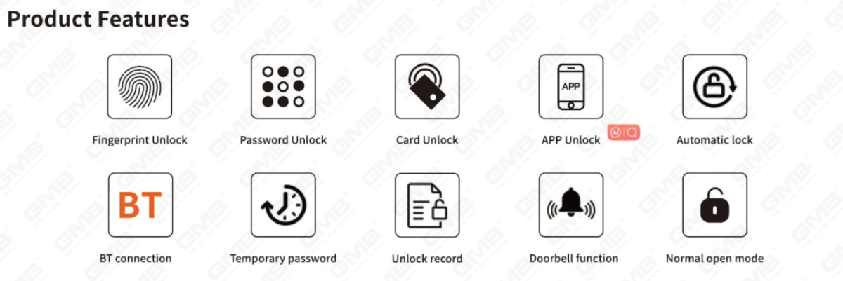 High Security Fingerprint/RFID Card/WiFi/Tuya/TT APP Digital Smart Glass Door Lock (254)