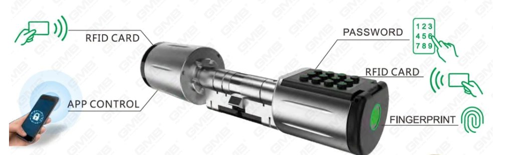 High Security Multi-Unlocking Ways IP66 Keyless Fingerprint Password Rfidwifi Digital Adjustable Modular Profile Tuya/Tt APP Smart Electronic Door Lock Cylinder