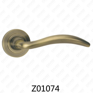 Zamak Zinc Alloy Aluminum Rosette Door Handle with Round Rosette (Z01074)