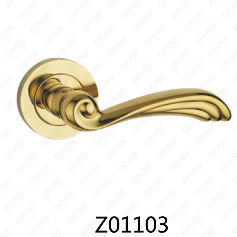 Zamak Zinc Alloy Aluminum Rosette Door Handle with Round Rosette (Z01103)