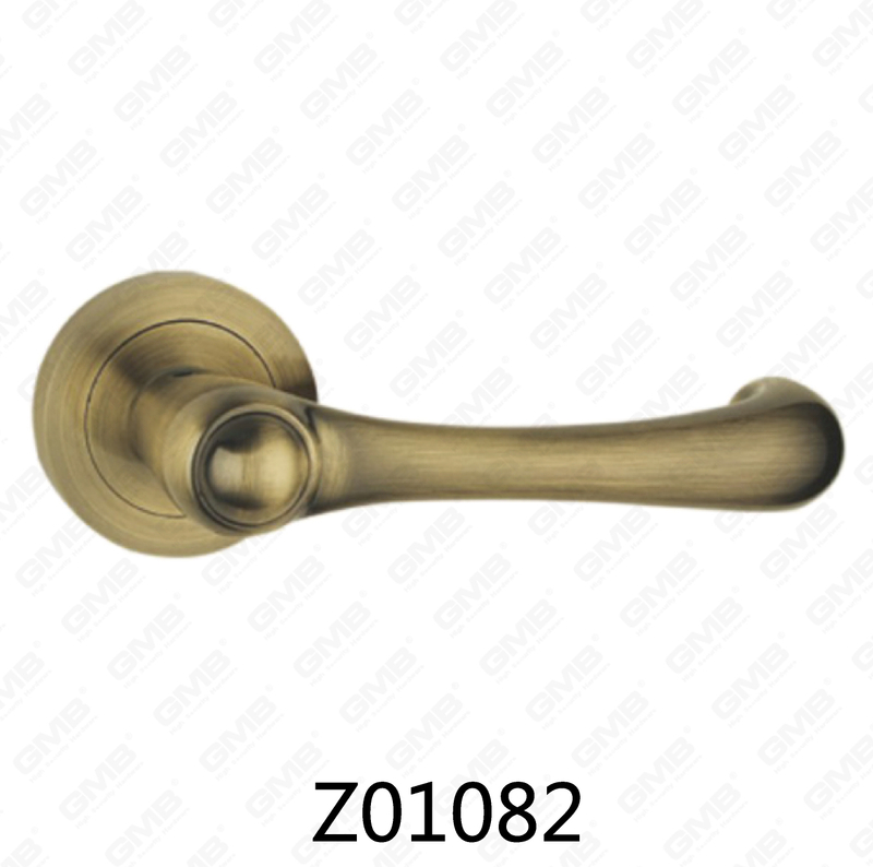 Zamak Zinc Alloy Aluminum Rosette Door Handle with Round Rosette (Z01082)