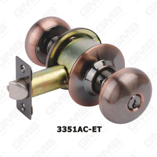 dead latch and spring latch Special Design Meets with ANSI tumbler brass cylinder Cylindrical Knob & Tubular Lock (3351AC-ET)