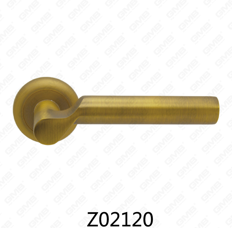 Zamak Zinc Alloy Aluminum Rosette Door Handle with Round Rosette (Z02120)