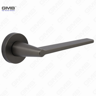 Modern Simple Solid Zinc Alloy Split Door Lock Handle on Round Rosette（Z062403）