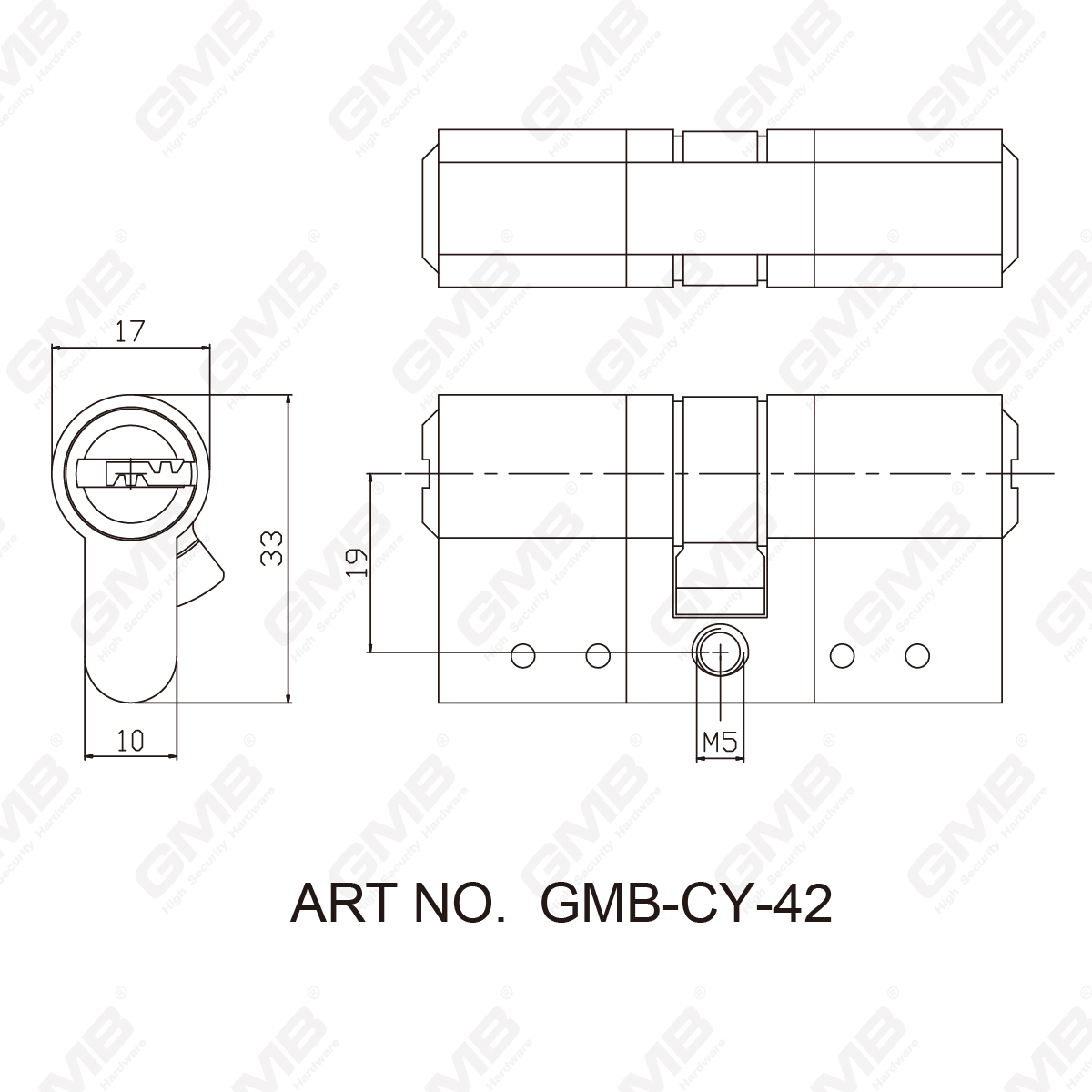 High security cylinder up & down line pins with breaker GMB-CY-42-07